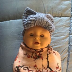 Hand crocheted baby girl headband w/ oversized bow